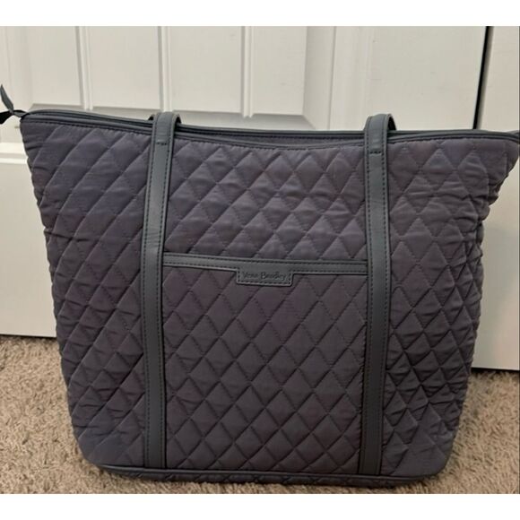 Vera Bradley Classic Tote Bag Gray Quilted Twill Minimalist Casual Weekender